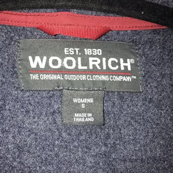Woolrich Jacket Women's‎ Medium Wool Parka Long Coat Deep Navy Blue Horn Toggles - Picture 2 of 11